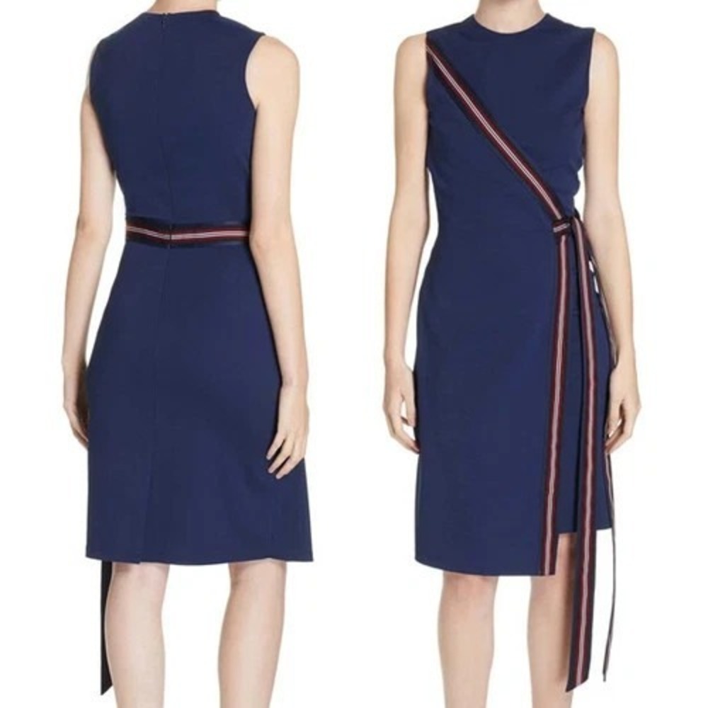 Diane‎ Von Furstenberg Size 10 Lindsey Asymmetrical Faux Wrap Navy Shift Dress